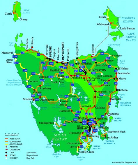 Map Of Tasmanian Major Roads Tasmania Road Trip Tasmania Tasmania