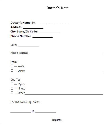 Free Printable Doctors Note For Work Pdf Free Printable Templates