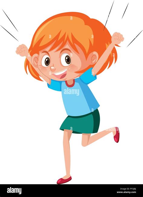 a happy ginger girl on white background illustration stock vector image and art alamy