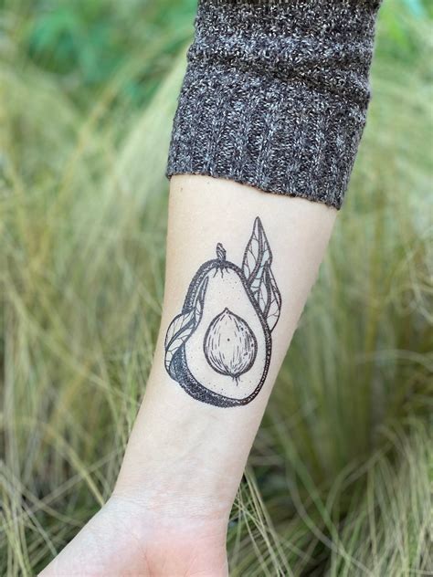 Avocado Temporary Tattoo Food Tattoo Realistic Fake Tattoo Hand