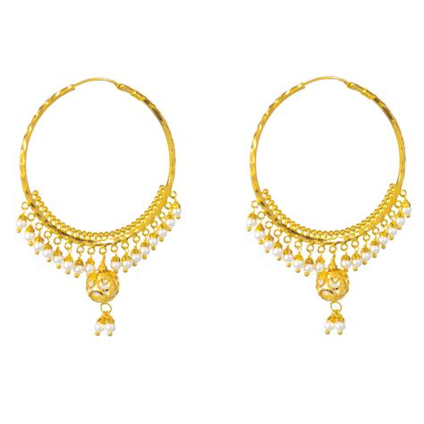 Kt Hoop Earrings With Pearls In Rockville