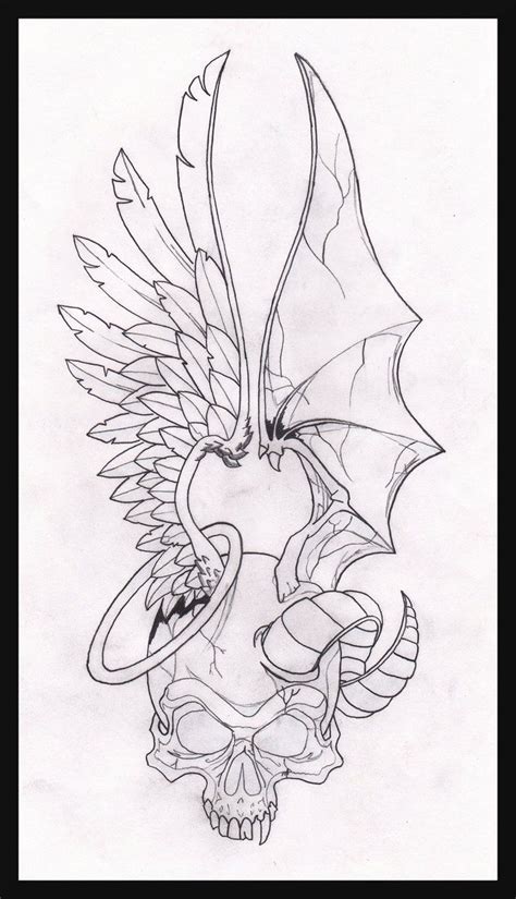 Two Face Angel Demon By Maplr20 Demon Drawings Skulls Drawing Dark Art Drawings Tattoo Design