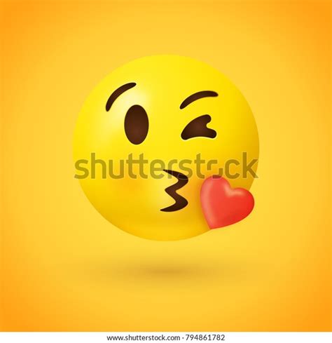 Kissing Face Emoji Red Heart On Stock Vector Royalty Free 794861782