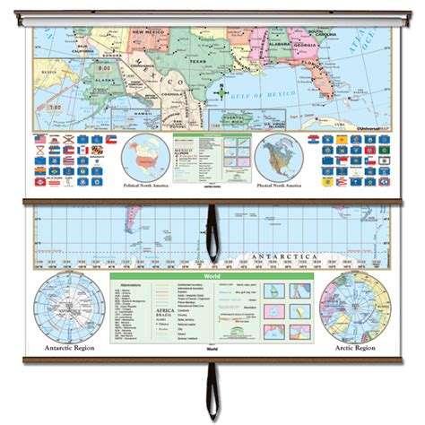 Us Essential Classroom Wall Map On Roller W Backboard Images And
