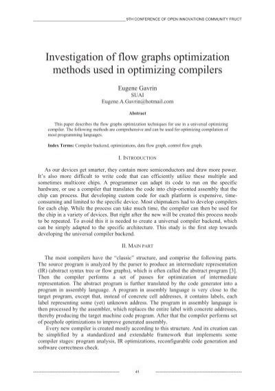 Investigation Of Flow Graphs Optimization Methods Used In Fruct