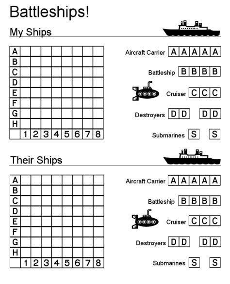 Battleship Paper Printable Then Cut The Page In Half To Create 2 Game