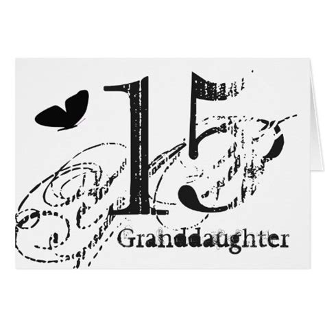 15th Birthday For A Granddaughter Butterfly Card Zazzle