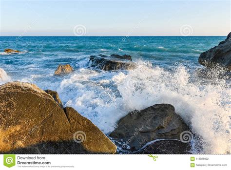 Powerful Sea Waves Crushing Rocky Coast Stock Photo Image Of Seascape
