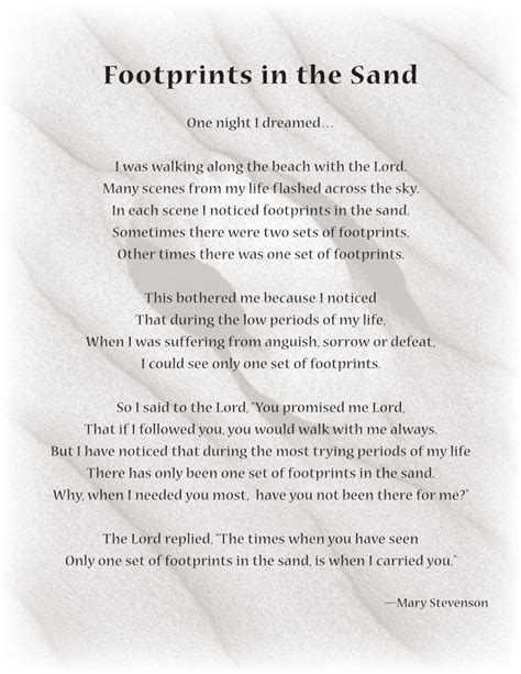Footprints In The Sand Poem Printable Printable Templates