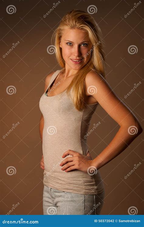 Beauty Portrait Of Attractive Blonde Woman Stock Photo Image Of