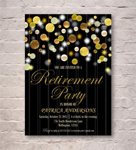 Gold Glitter Retirement Party Invitation Diy Printable Gold