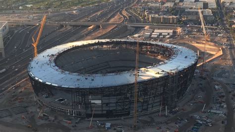 Allegiant Stadium Is Pictured Under Construction In Las Vegas On