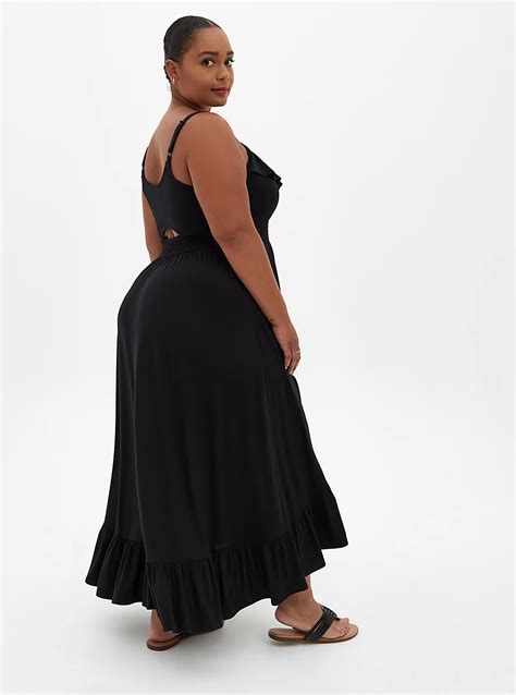 Plus Size Black Super Soft Ruffle Hi Lo Maxi Dress Torrid