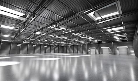 3D Spacious empty metal beamed Warehouse | CGTrader