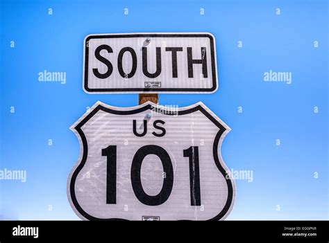 Us Highway 101 South Road Sign California United States Stock Photo