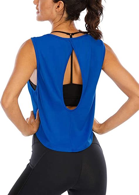 Ictive Workout Tank Tops For Women Cute Summer Crop Tops For Women Keyhole Open Back Muscle Tank