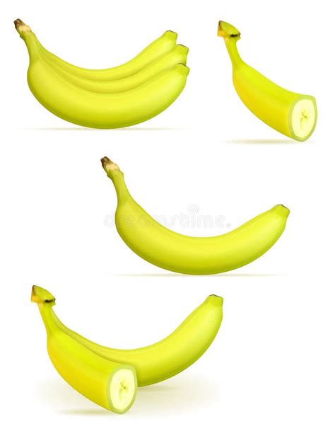 Banana Ripe Yellow And A Some Green Vector Illustration Stock Vector