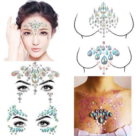 iridescent acrylic crystal waterproof face jewels sticker rainbow tears rhinestone for party