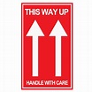 Printed Labels - "THIS WAY UP + IMAGE" - White on Red - 500/ Roll - RT6