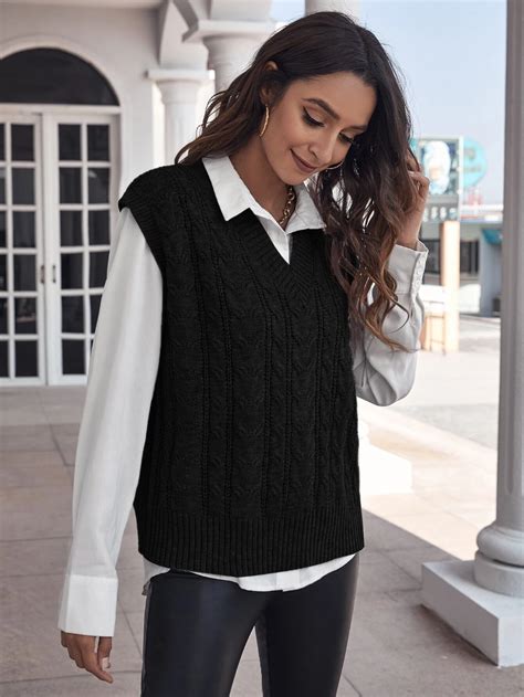 Cable Knit Sweater Vest Without Blouse Sweater Vest Sweater Vest