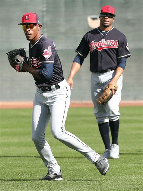 cleveland indians outfielders melvin upton jr and rajai davis behind and at spring training