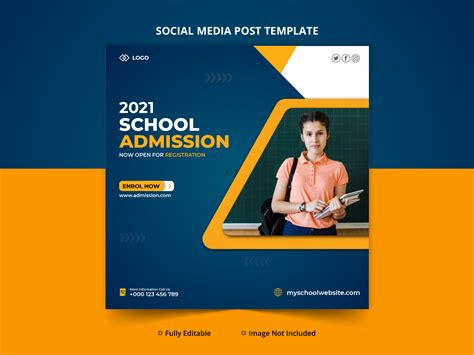 School Admission Open Social Media Banner Template Design Mockup By