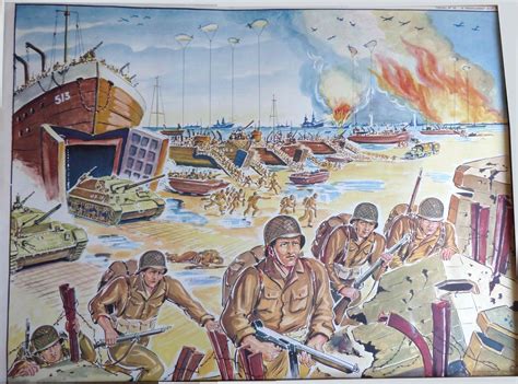 Le Débarquement Des Alliés En Normandie Le 6 Juin 1944 Ou D Day Affiche Scolaire Affiches