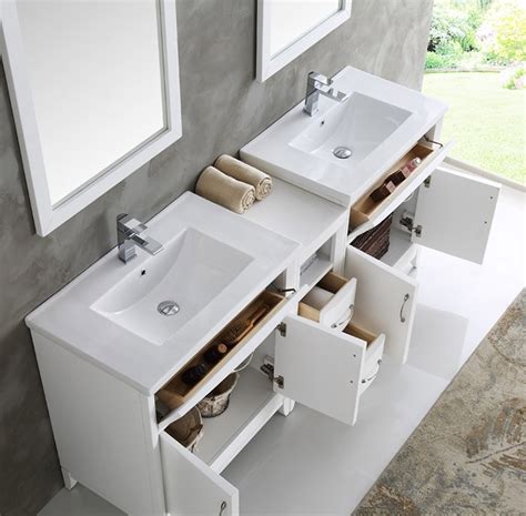 72 White Double Sink Traditional Bathroom Vanity In Faucet Option