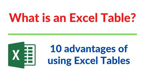 10 Advantages Of Using Excel Tables Youtube