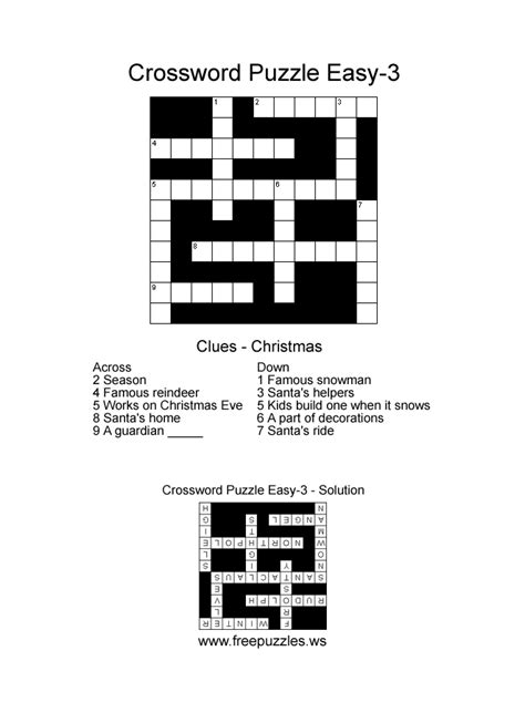 Crossword Puzzles For Seniors Printable