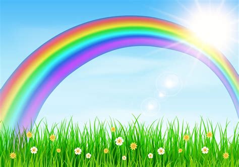 Beautiful Spring Rainbow Background Vector Graphic — Day Rainbow