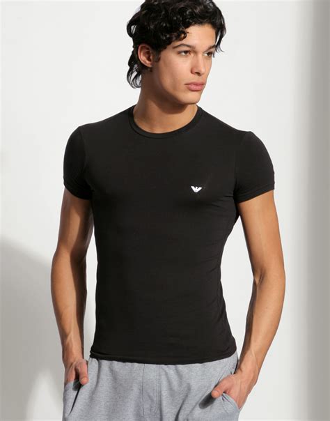 Emporio Armani Stretch Cotton Crew Neck T Shirt In Black For Men Lyst