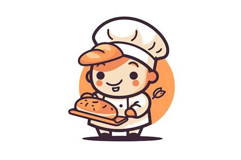 Niedlicher Junge Koch Mit Brot Cartoon Vektor Illustration Cartoon