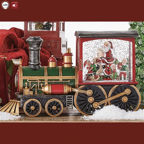 Santas List Led Lighted Musical Water Globe Train