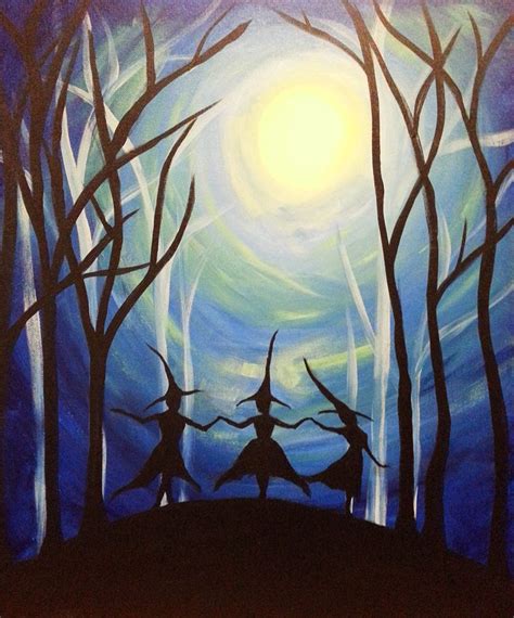 Dancing Witches Under The Full Moon Witch Painting Halloween