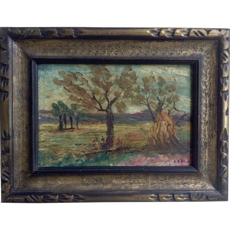 Oil Painting On Wood Panel Landscape With Original Frame 1910 1930