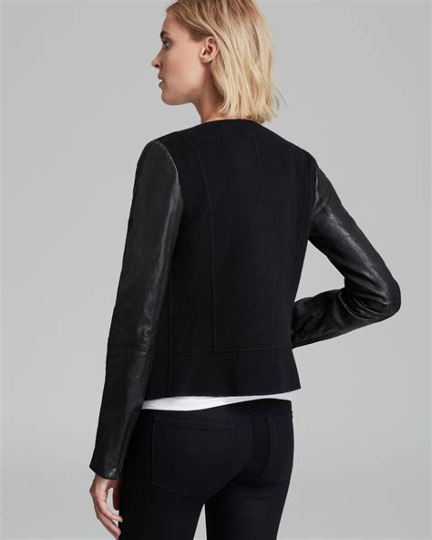 Lyst Vince Jacket Leather Sleeve In Black