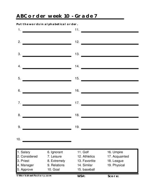 Download and print the worksheets to do puzzles, quizzes and lots of other fun activities in english. Alphabetizing 7th Grade Spelling Words Worksheet for 7th ...