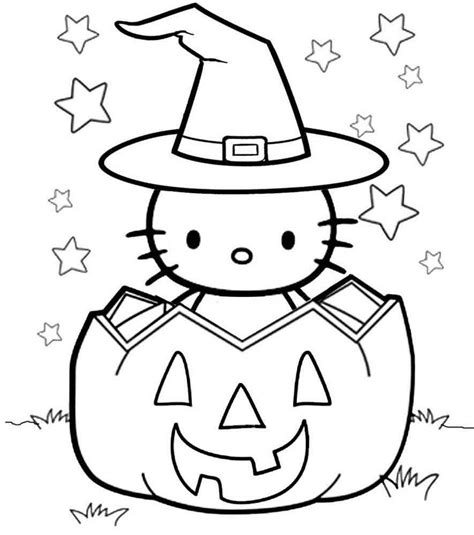Halloween Hello Kitty Coloring Pages Estherqiosborne