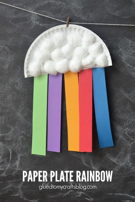 Paper Plate And Cotton Ball Rainbow Cloud