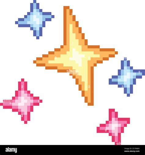 Vector Pixel Art Star Effect Isolated Cartoon Stock Vector Image And Art