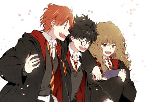 The Golden Trio Harry Potter Anime Harry Potter Artwork Harry