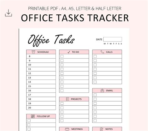 Office Task Tracker Printable Office Organizer Work Etsy Uk In Work Planner Work