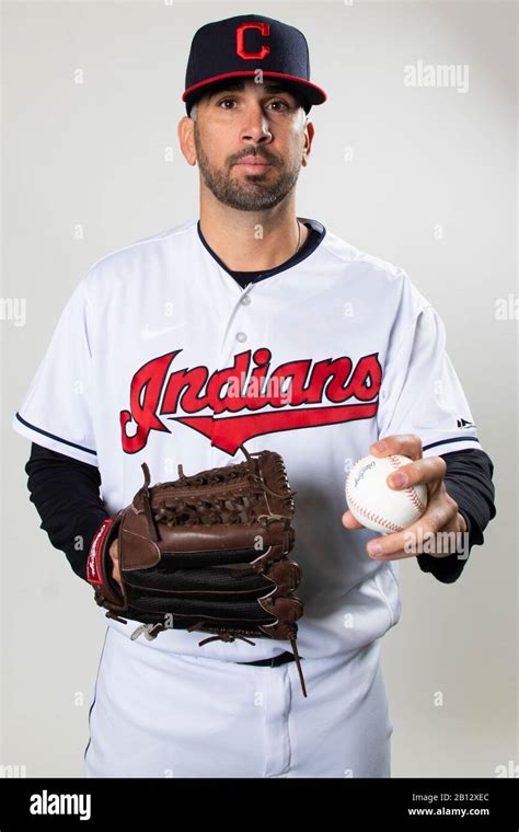 cleveland indians pitcher oliver perez poses for a portrait during photo day on wednesday