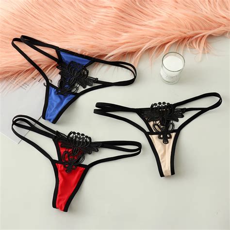 Sexy Erotic Bandage G String Thongs Lingerie For Women T Back Butterfly Floral Underwear Lace