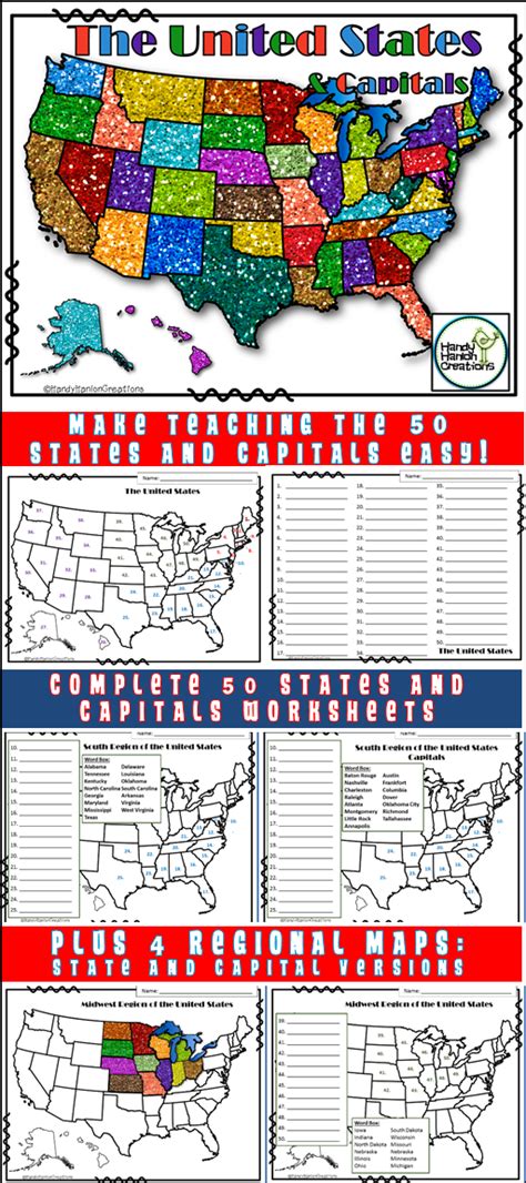 50 States And Capitals 50 States Worksheets Digital And Printable