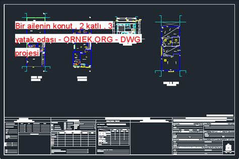 Bir Ailenin Konut Katl Yatak Odas Dwg Projesi Autocad Projeler