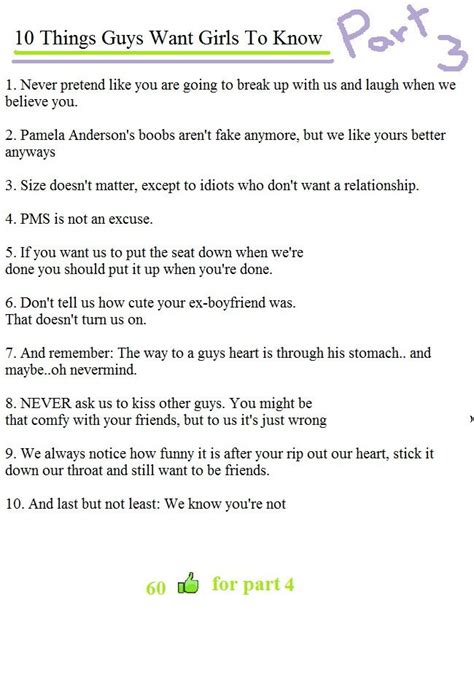 10 Things Guys Want A Girl To Know Part 3 Relationship Pinterest