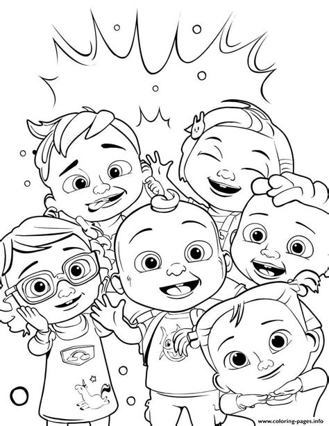 Cocomelon Characters Coloring Page Printable