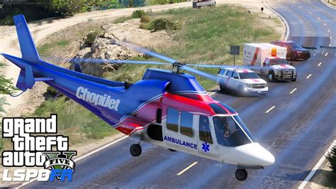 Gta 5 Lspdfr Ems 25 Medevac Helicopter Flight Paramedic Responds To